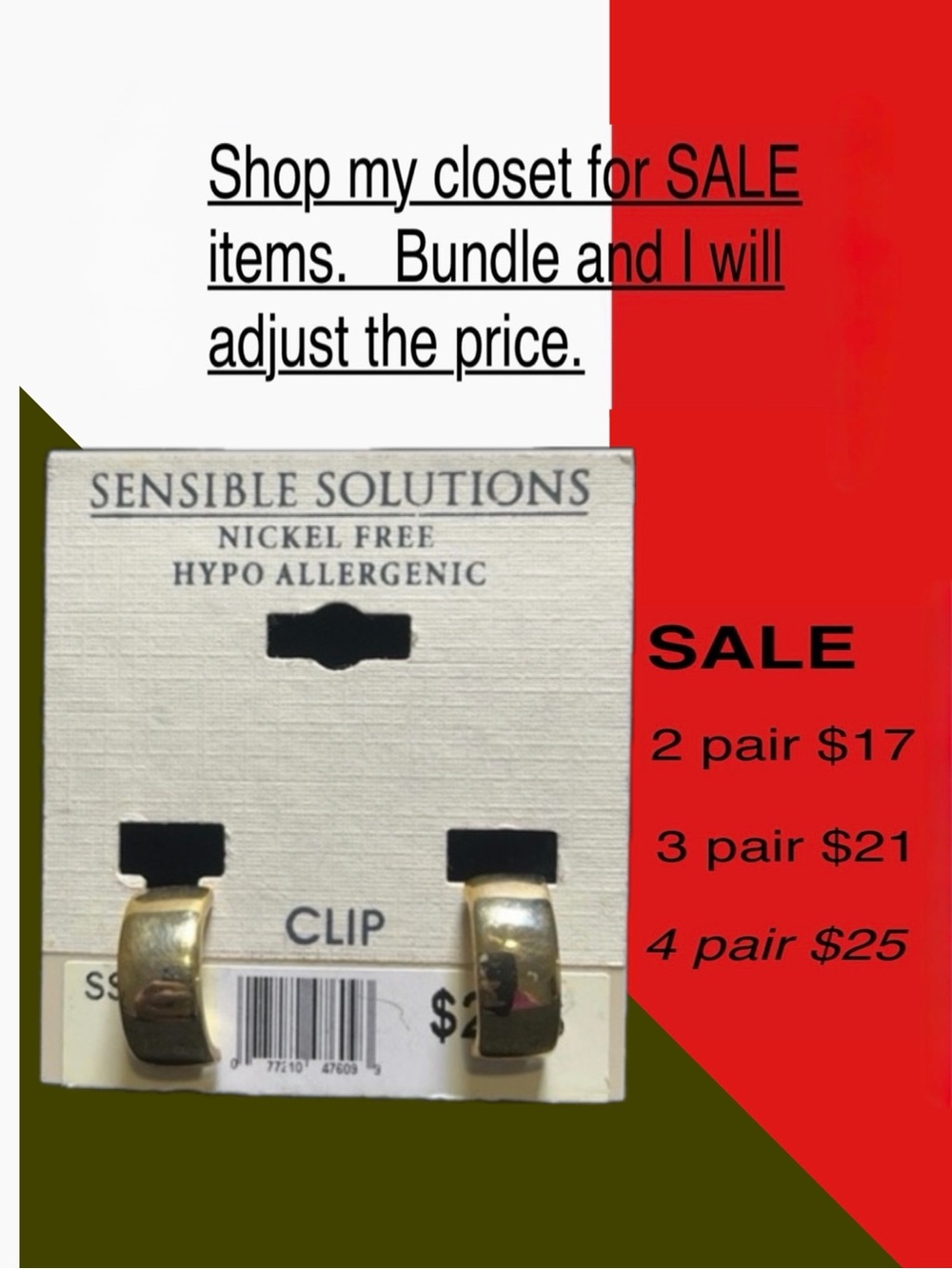 Vintage Sensible Solutions gold.toned, earrings-nickel free and hypo allergenic